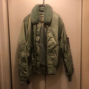 Flight jacket with faux fur size large worn twice